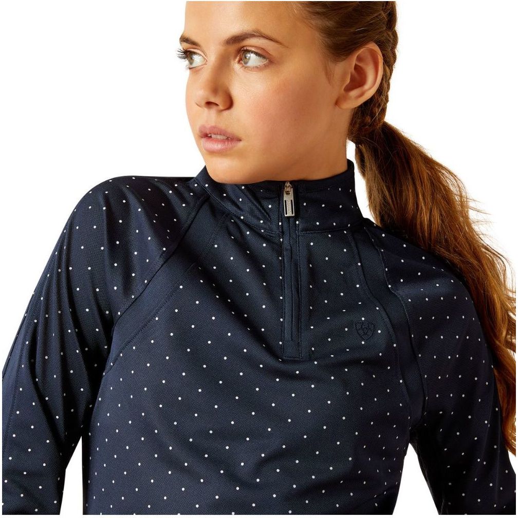 Ariat Junior Sunstopper 3.0 Long Sleeve Baselayer 10048922 - Navy Dot